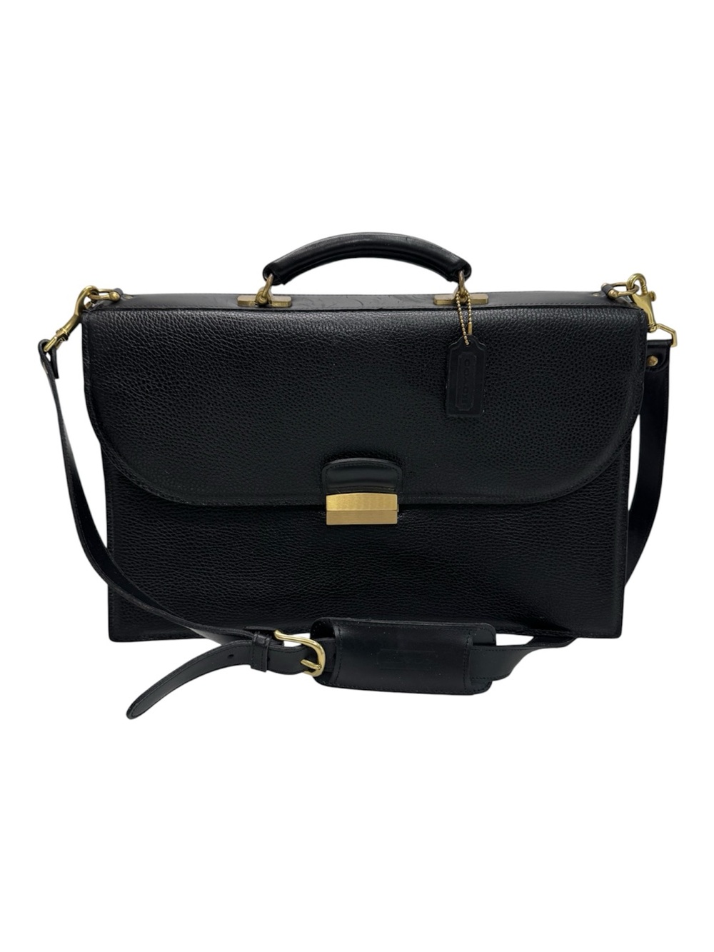 Vintage 1994 Coach Pebble Leather Briefcase Locking USA Black Classic Profession